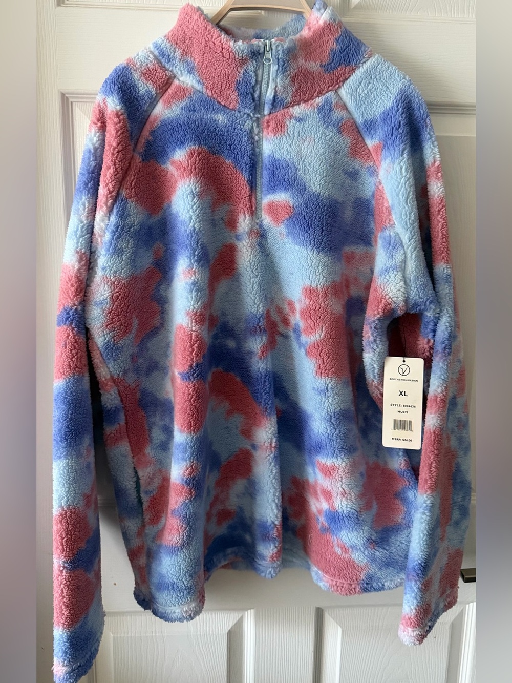 NWT VOGO Athletica Plush Half-Zip Jacket - Pink & Blue Tie-Dye